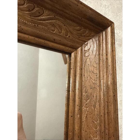 Vtg 70s Homco Home Interiors 8” Square Ornate Wood Mirror Set Of 2 MCM Boho - Picture 2 of 8